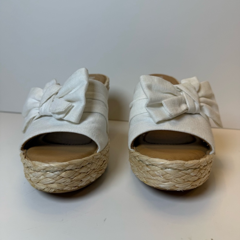 Børn Adalia Raffia Platform Wedge Sandals Ivory Bow Womens Size 9M - Picture 10 of 12